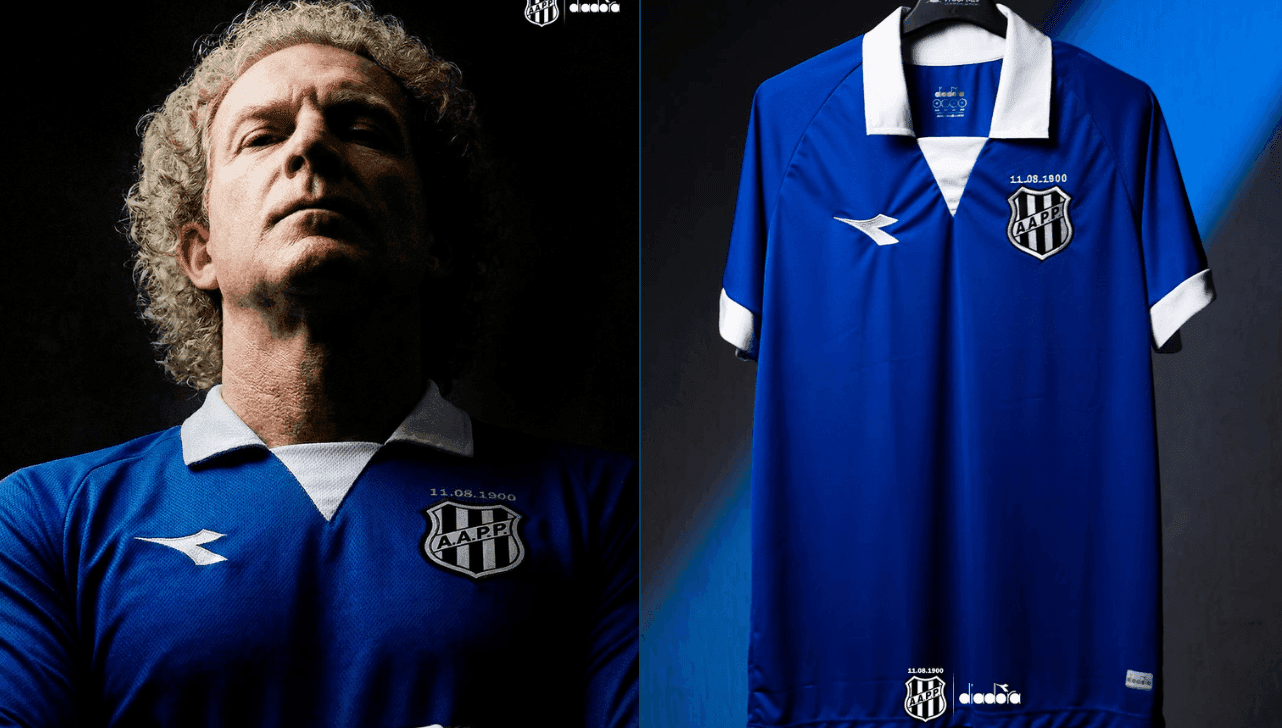 Carlos Gallo (à esquerda) e a camisa nova da Ponte (à direita)