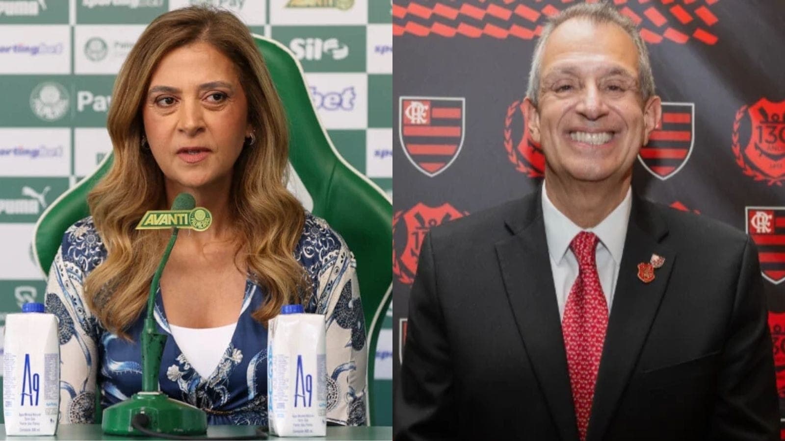 Leila Pereira e Bap, presidentes de Palmeiras e Flamengo