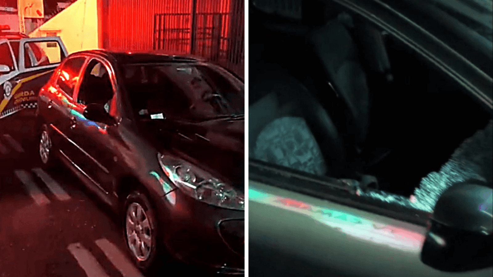 O suspeito estava ao lado do carro com vidro quebrado