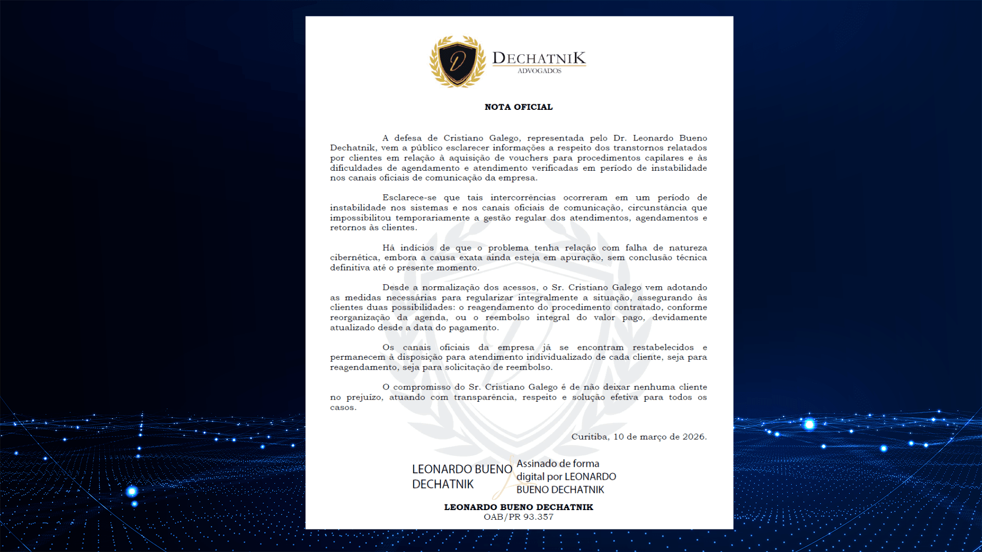 Defesa de cabelereiro diz que problema digital pode ter acontecido
