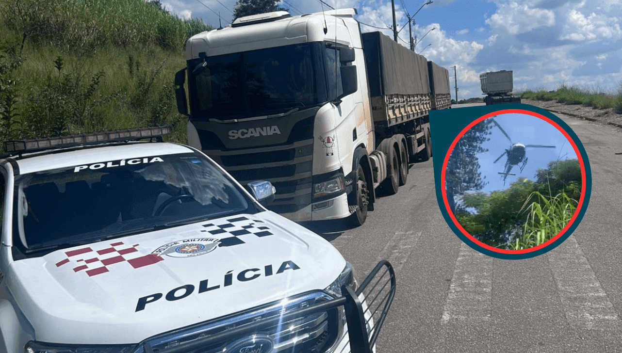 Os dois suspeitos foram encontrados com apoio do helicóptero Águia