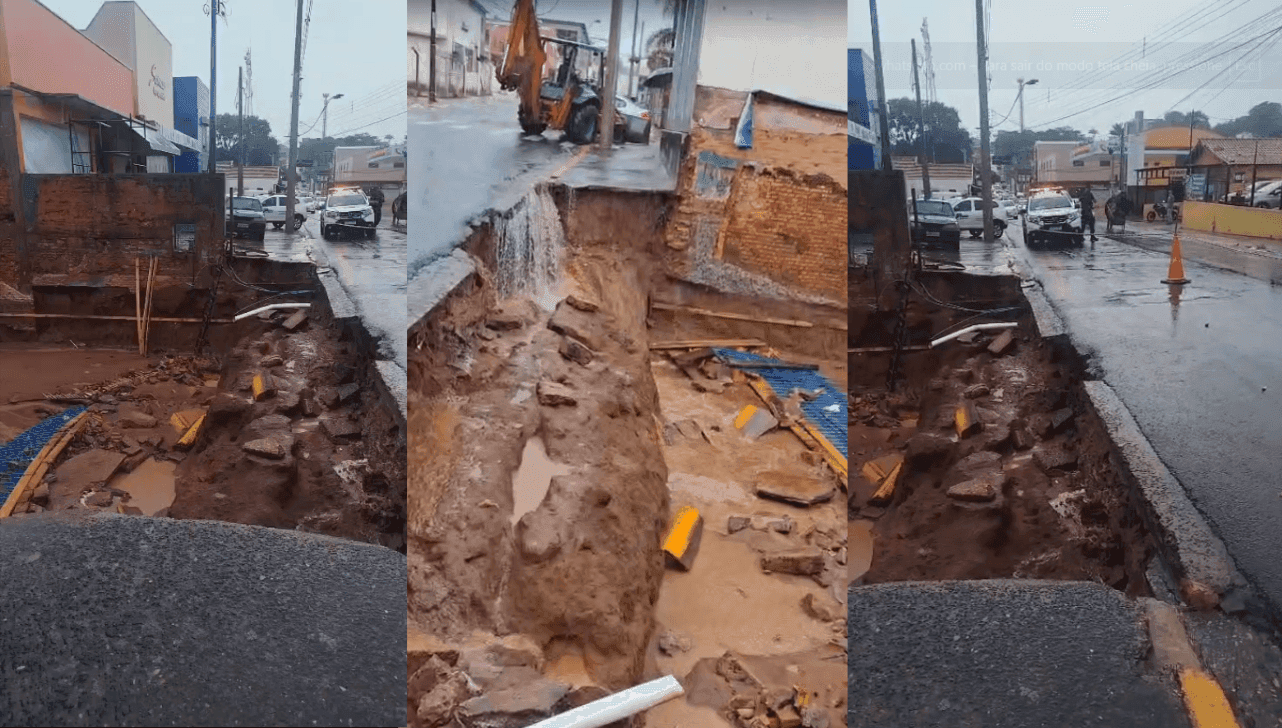 Temporal em São Pedro derruba muro de agropecuária no Centro