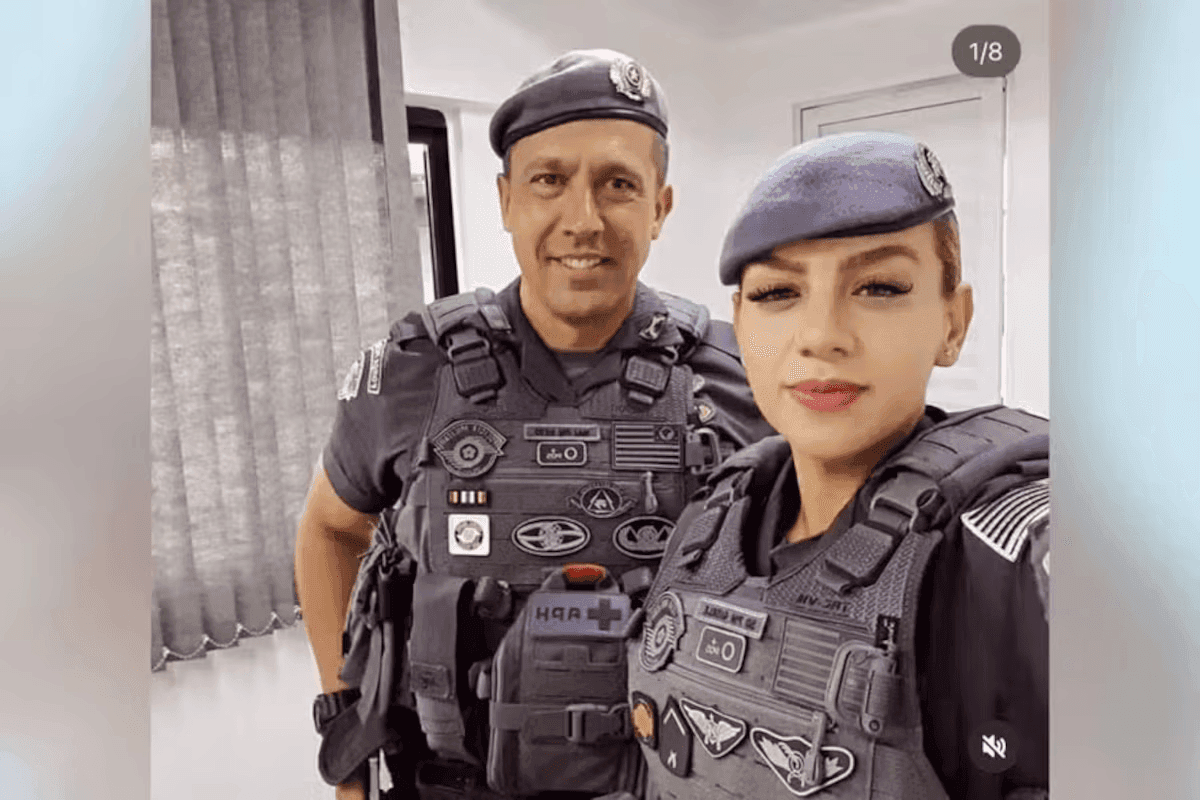 PM Gisele Alves Santana e tenente-coronel da PM Geraldo Leite Rosa Neto