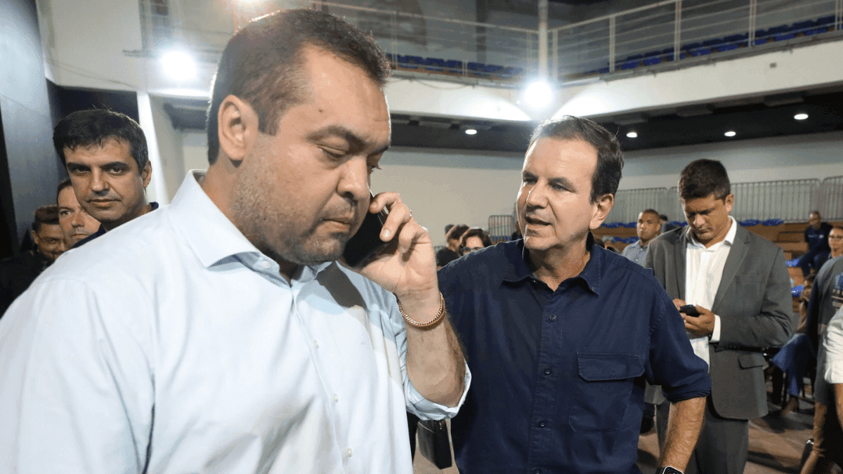 O governador Cláudio Castro em reunião com o prefeito Eduardo Paes