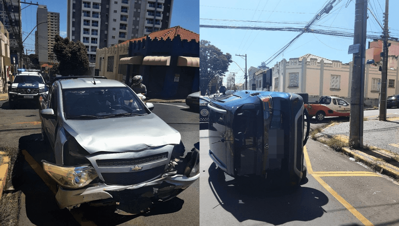 Colisão envolveu um T-Cross e uma Montana; motorista foi socorrida consciente e levada para o hospital local