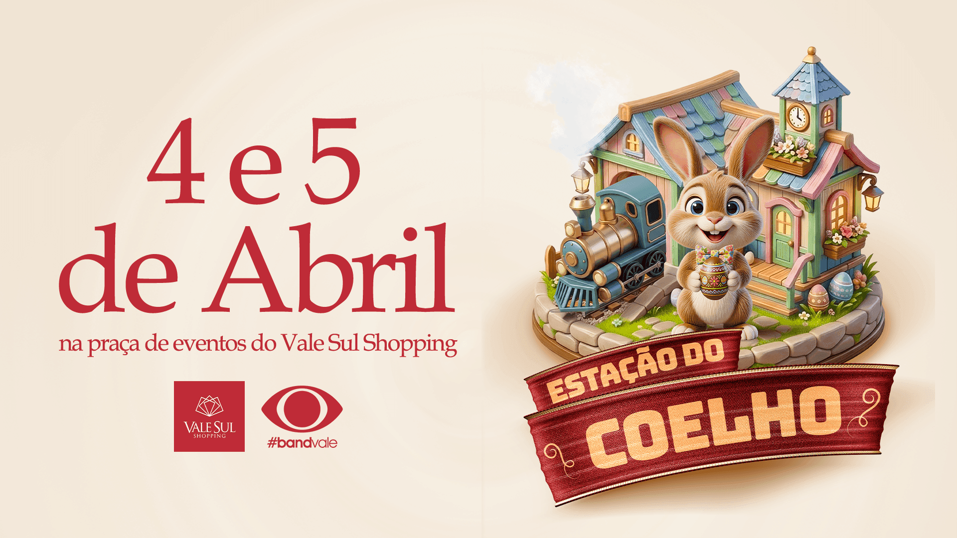 Vale Sul Shopping recebe "Estação do Coelho" em evento gratuito de Páscoa