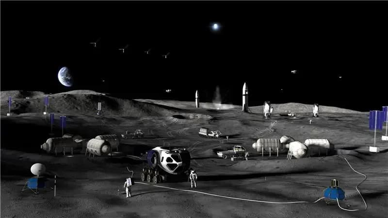 Conceito artístico mostra fase final da base lunar da Nasa