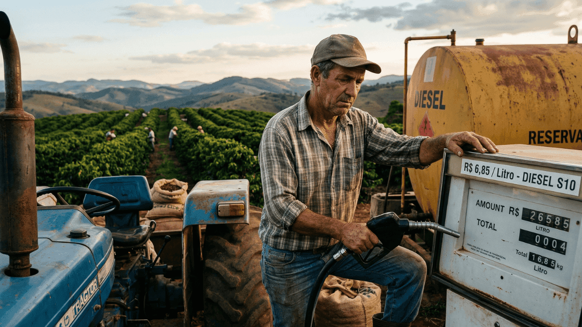 Alta do diesel preocupa cafeicultores com proximidade da colheita da safra