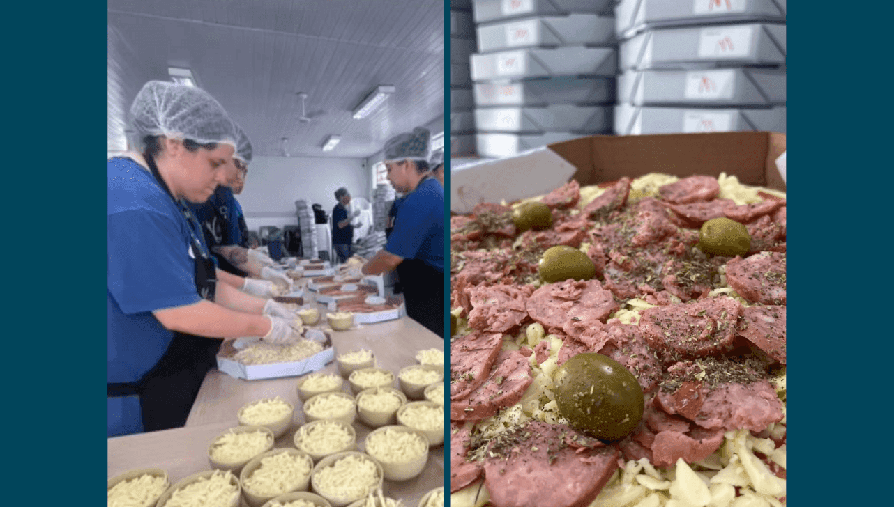 Pizzas custam R$ 60 e serão retiradas em drive-thru