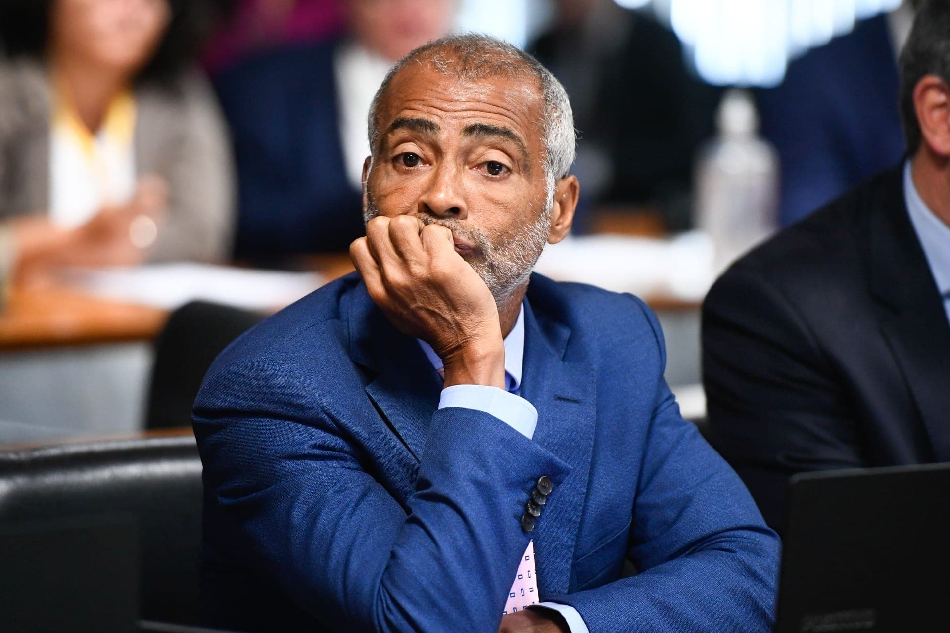Senador Romário (PL-RJ) na Comissão do Esporte, no Senado Federal