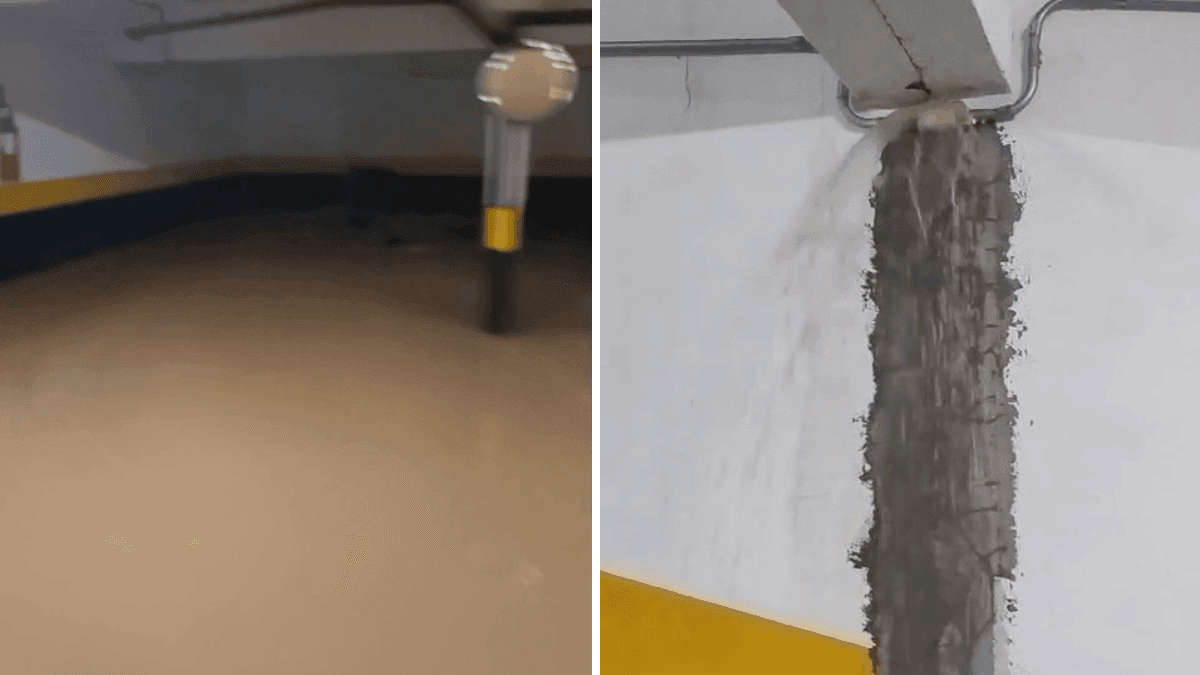 Garagem de prédio é inundada após rompimento de cano durante obra em SJC