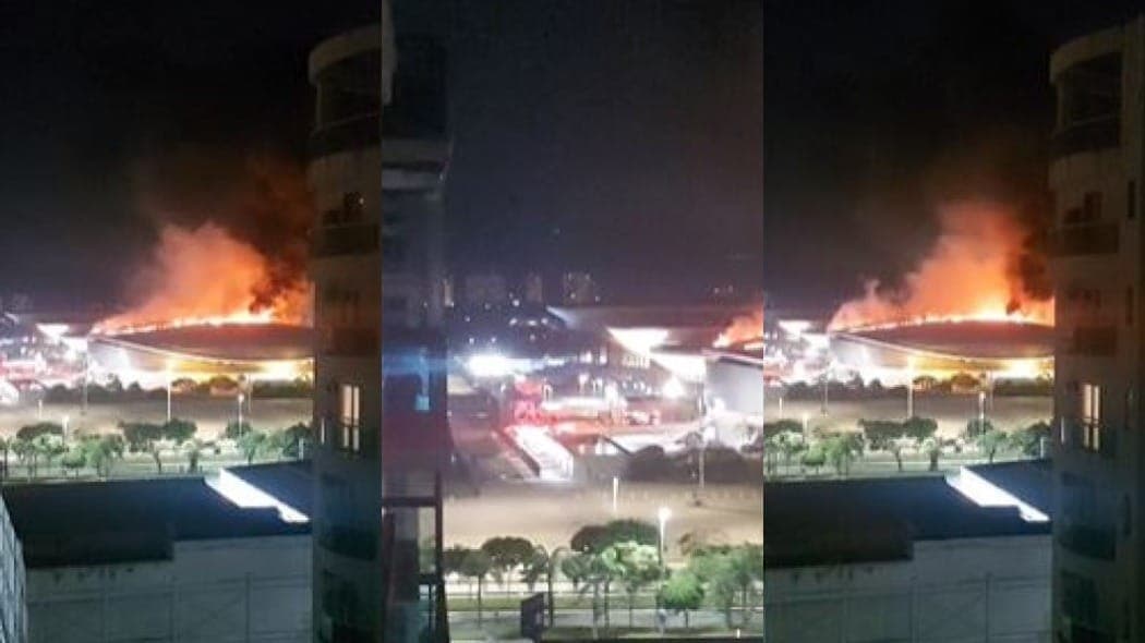 Incêndio de grandes proporções atinge Velódromo do Parque Olímpico, no Rio