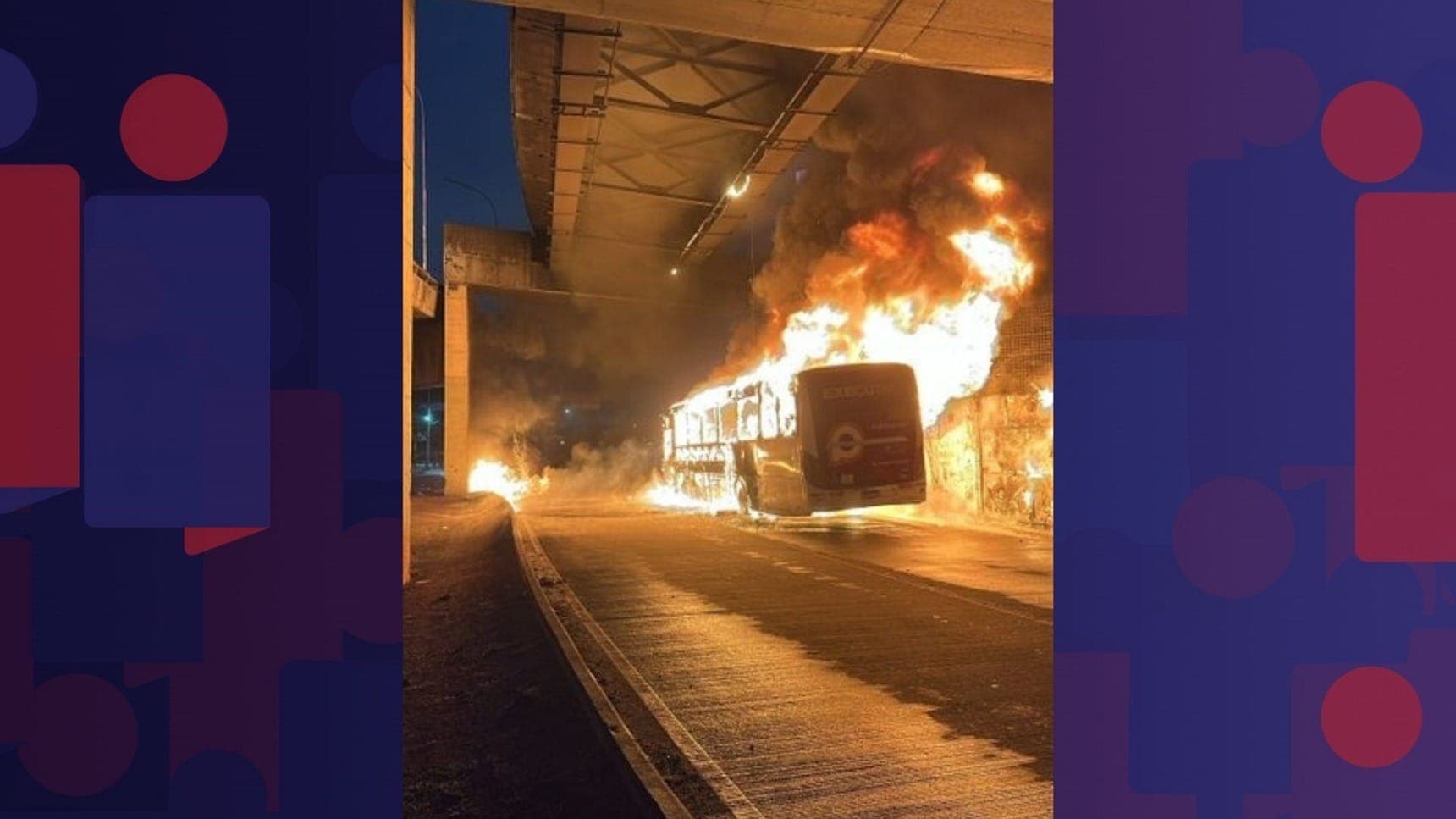 Ônibus pega fogo na Avenida Brasil, no trecho do Caju, na Zona Portuária do Rio