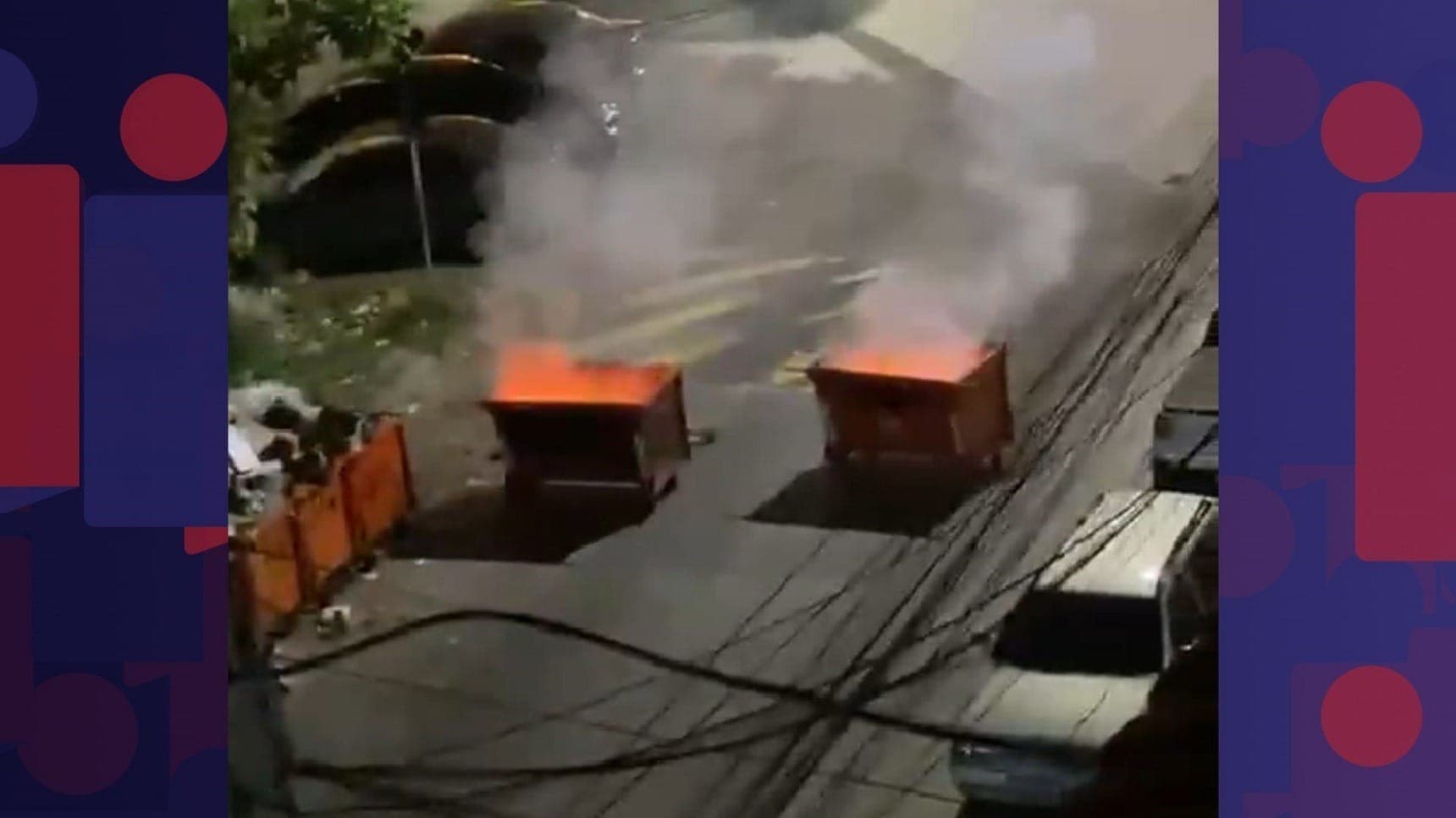 Três caçambas da Comlurb são incendiadas e usadas como barricadas na Gardênia Azul