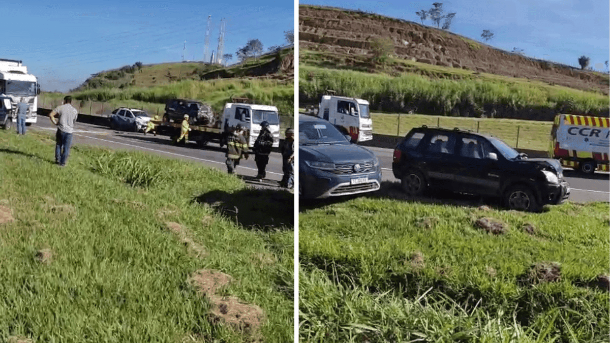 Acidente causa engavetamento e interdição total da Dutra em Aparecida