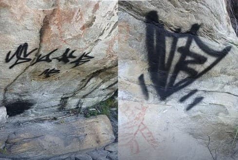 Pinturas rupestres são pichadas em BH