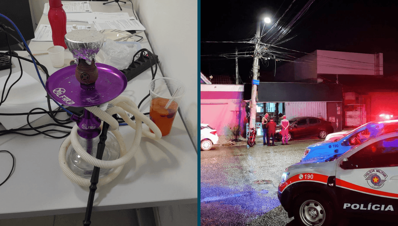Polícia também encontrou um 'copão' um narguilé no local