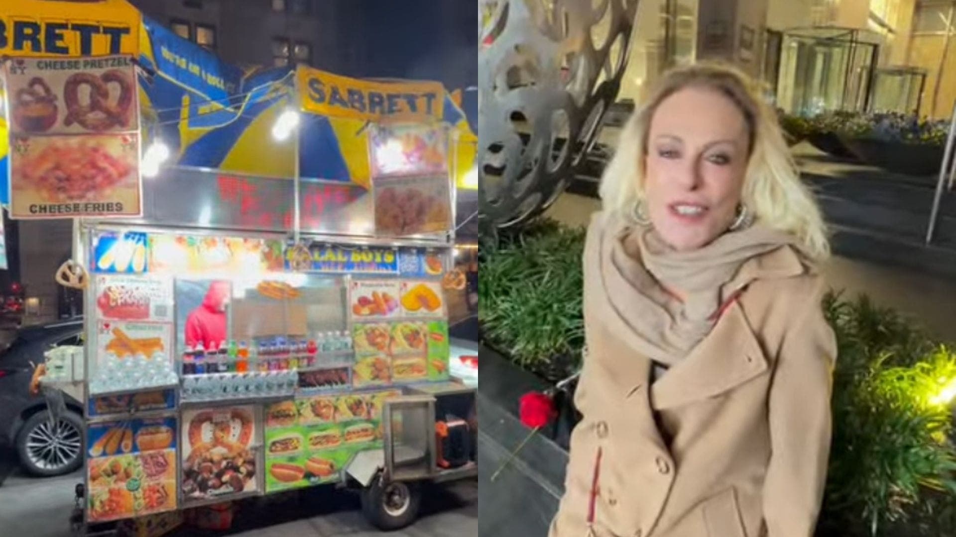 Ana Maria Braga come cachorro-quente em NY
