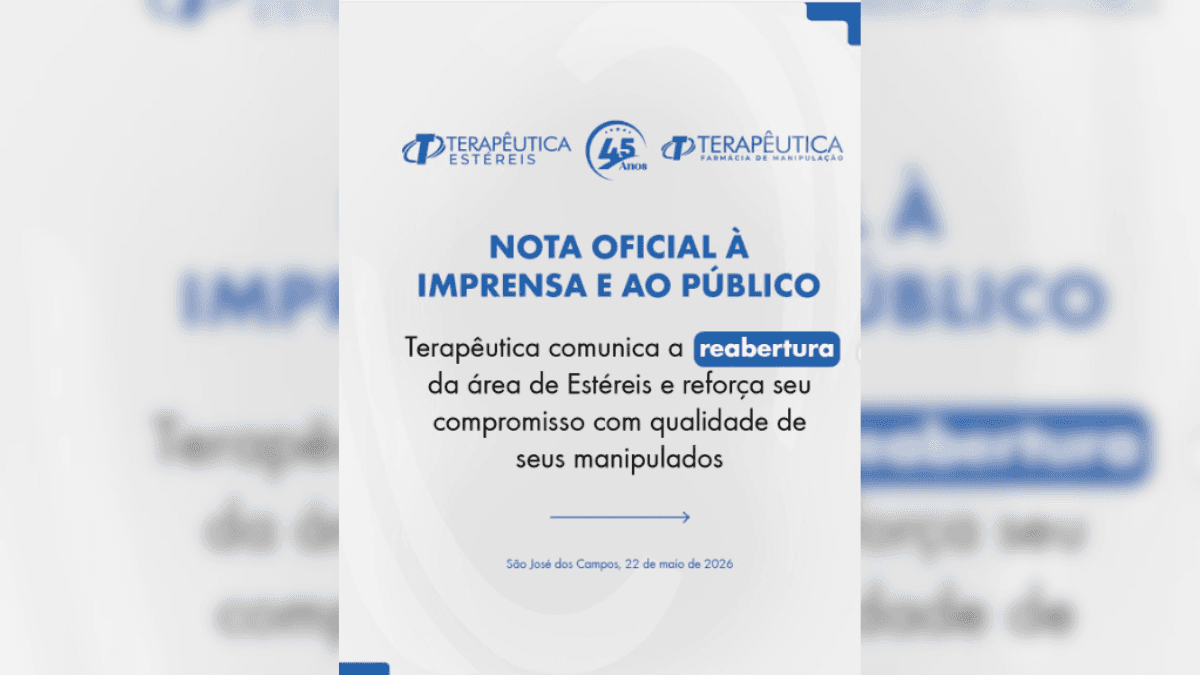 Terapêutica anuncia reabertura integral da área de manipulação de estéreis
