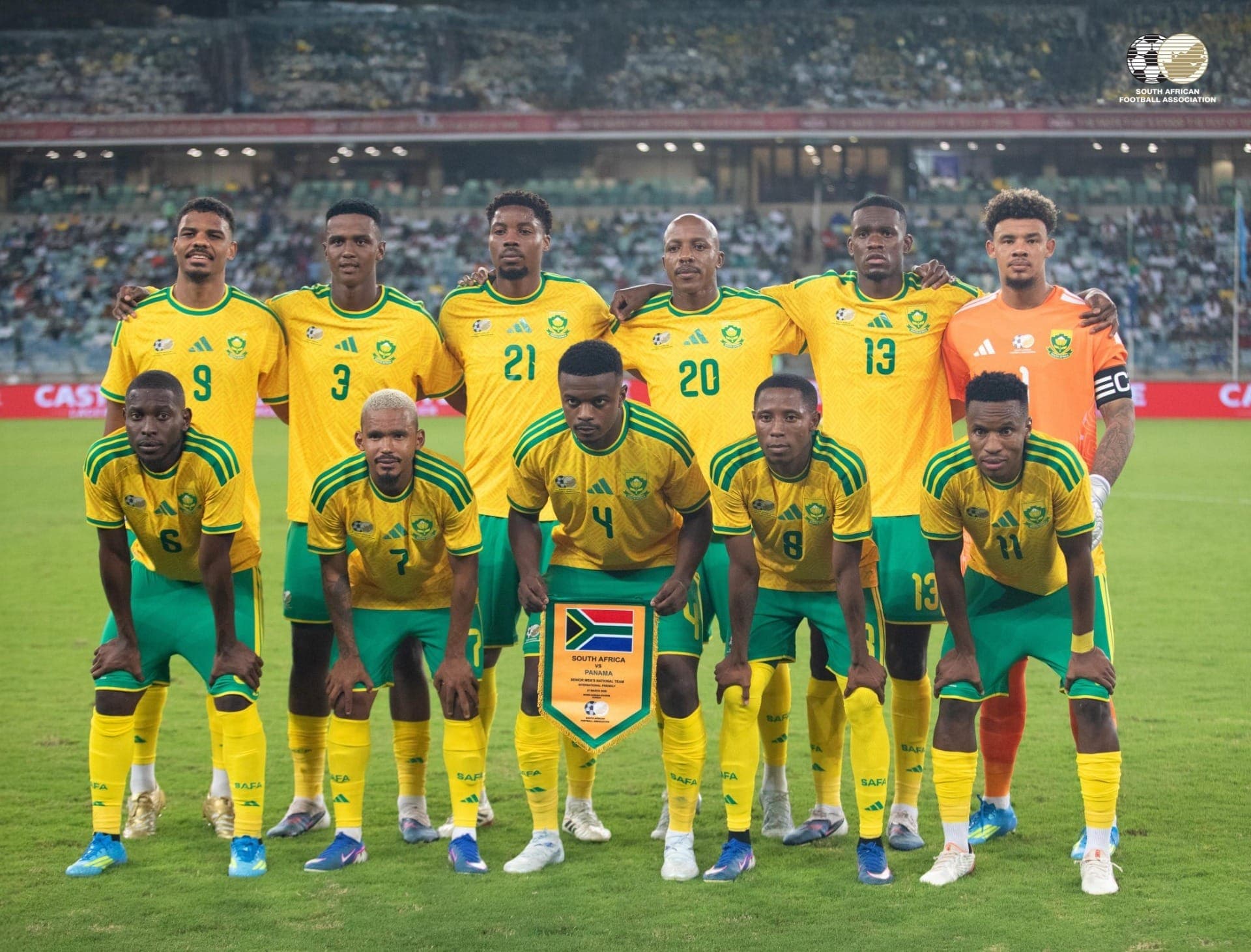 Elenco da África do Sul antes de amistoso contra Panamá