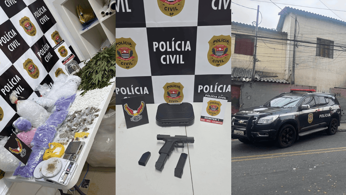 Operação Tríade em SJCampos apreende armas e mais de 2,5 kg de drogas