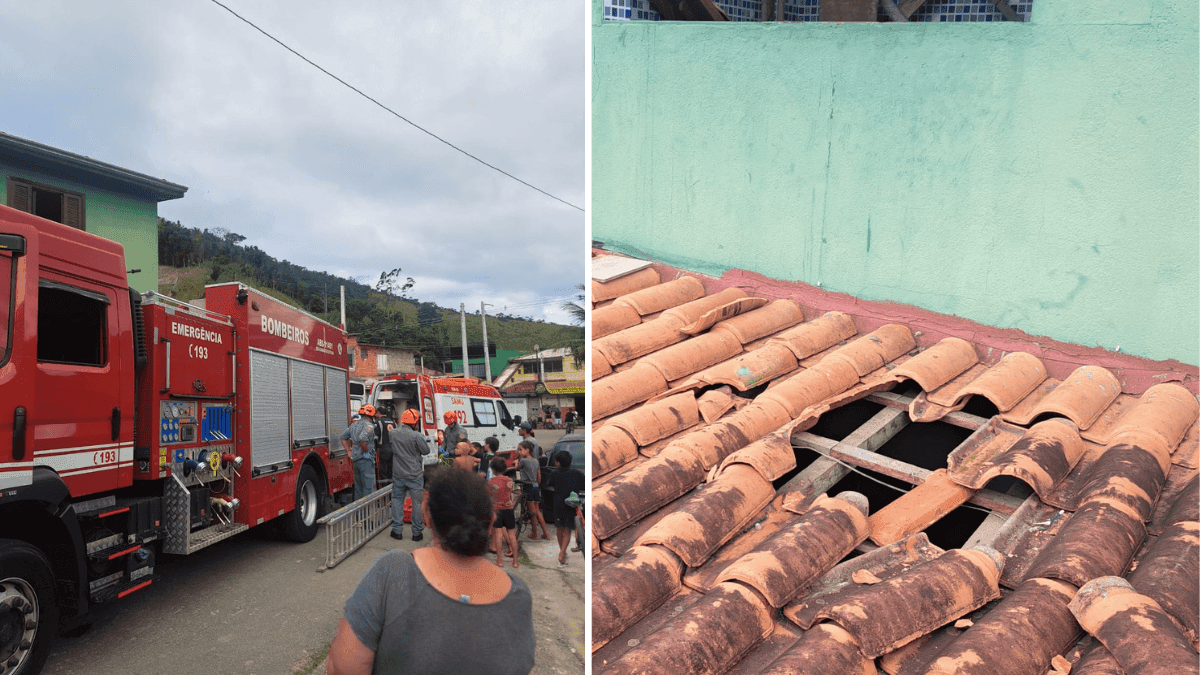Mulher cai de sacada de segundo andar e é resgatada em Caraguatatuba