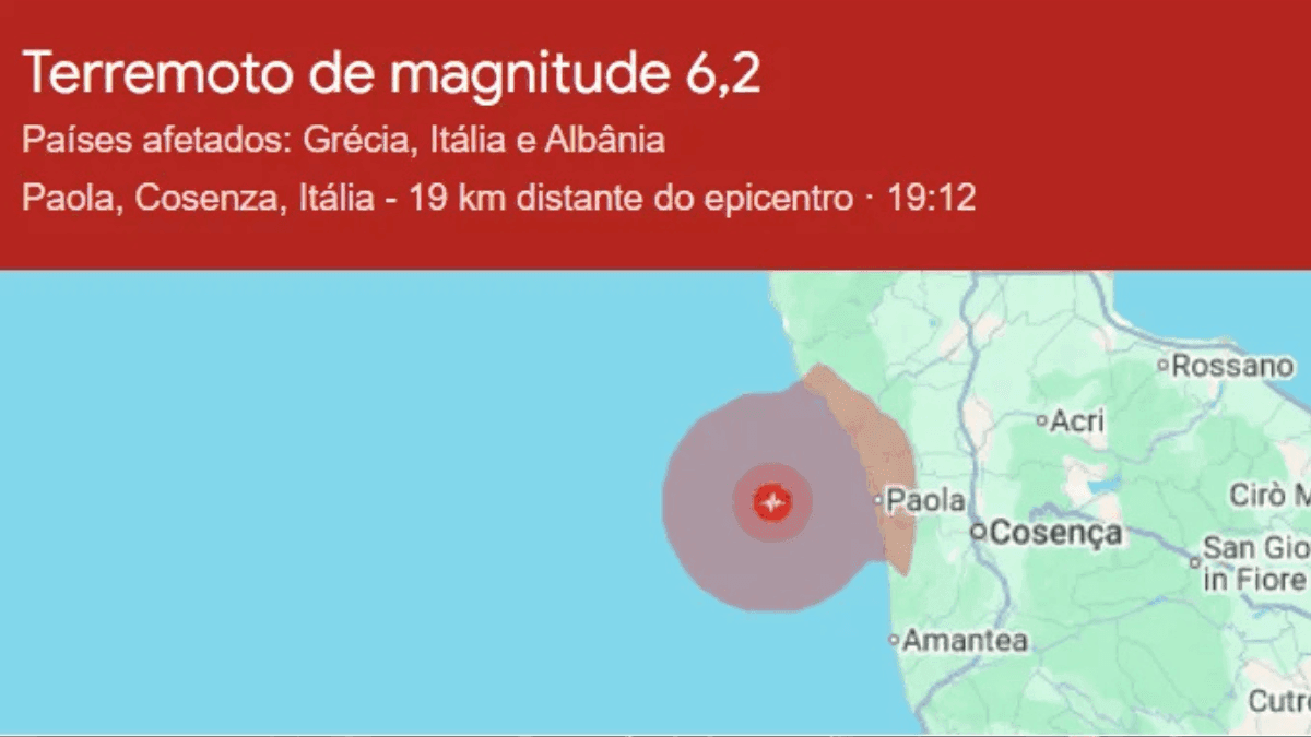 Terremoto atinge sul da Itália
