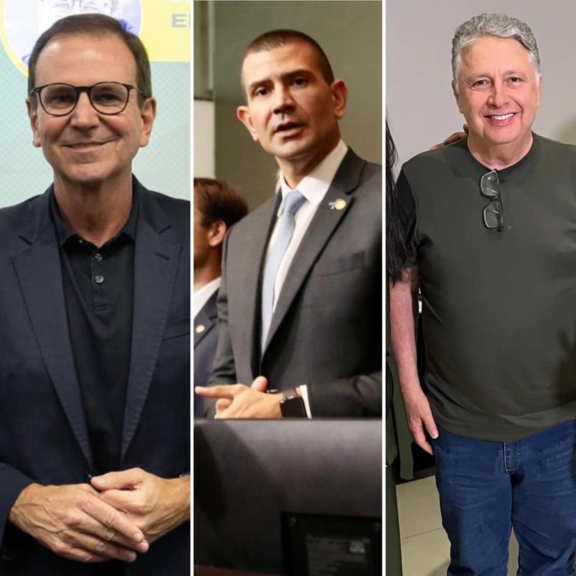 Eleições governo Rio: Eduardo Paes (à esq.), Douglas Ruas (centro) e Antony Garotinho (à dir.)