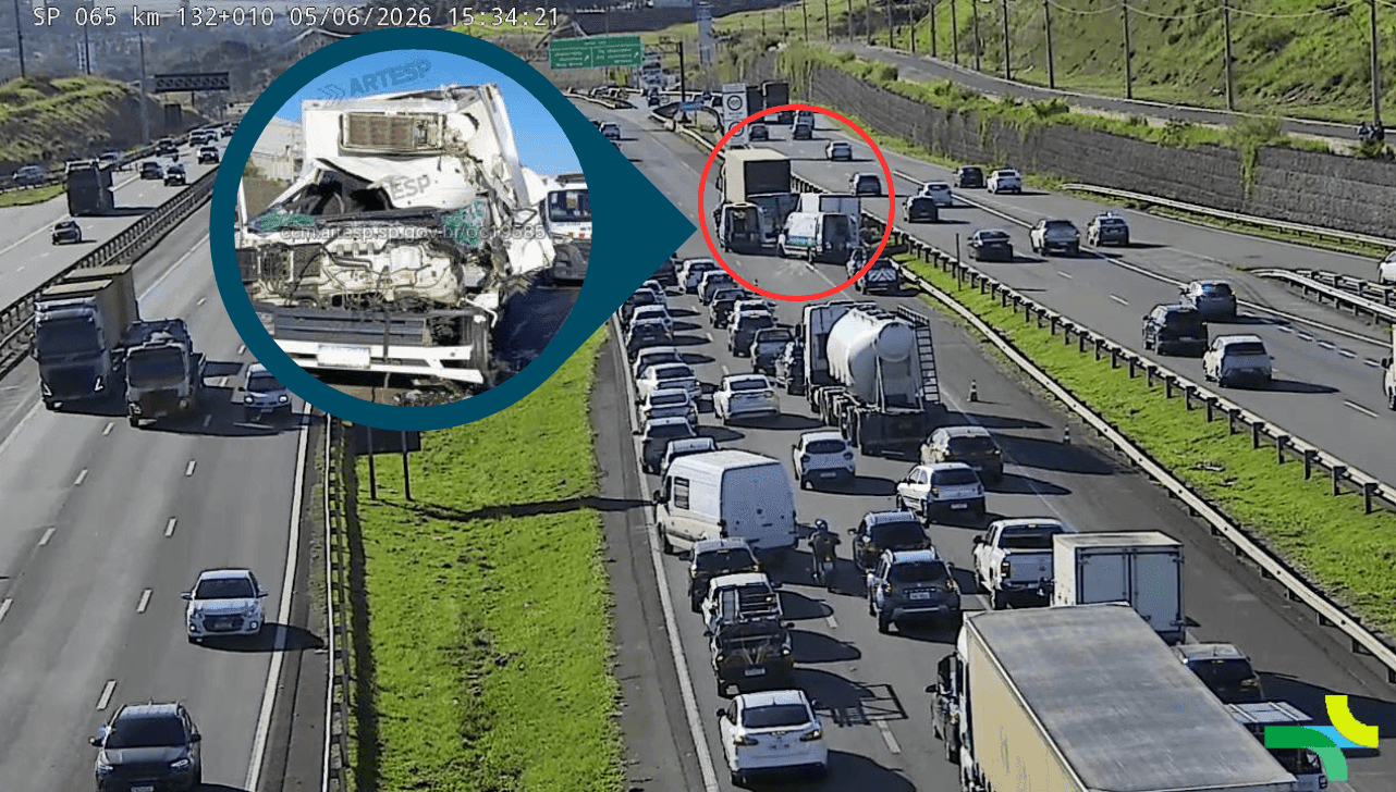 O acidente gerou 5 km de lentidão