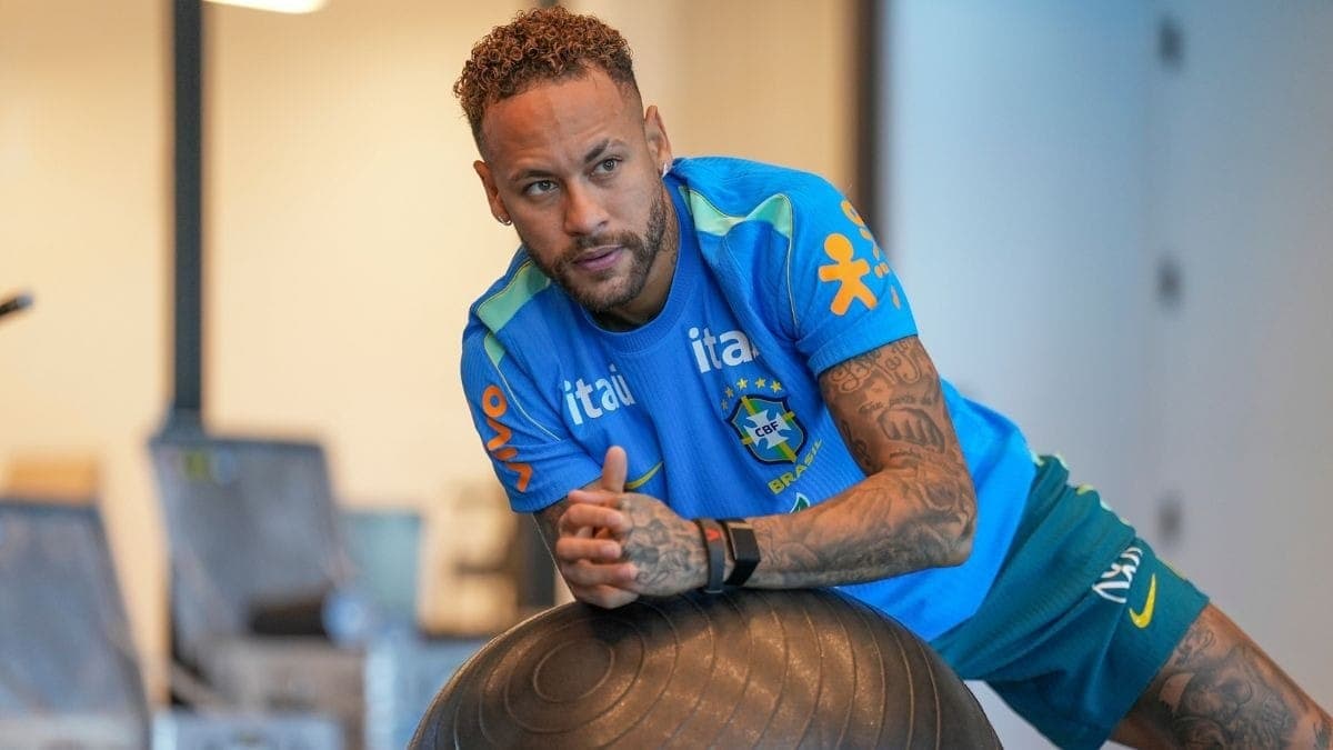 Neymar, em treino da Seleção Brasileira