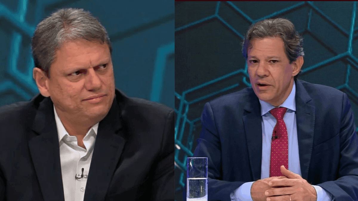 Tarcísio de Freitas (à esq.) e Fernando Haddad (à dir.)