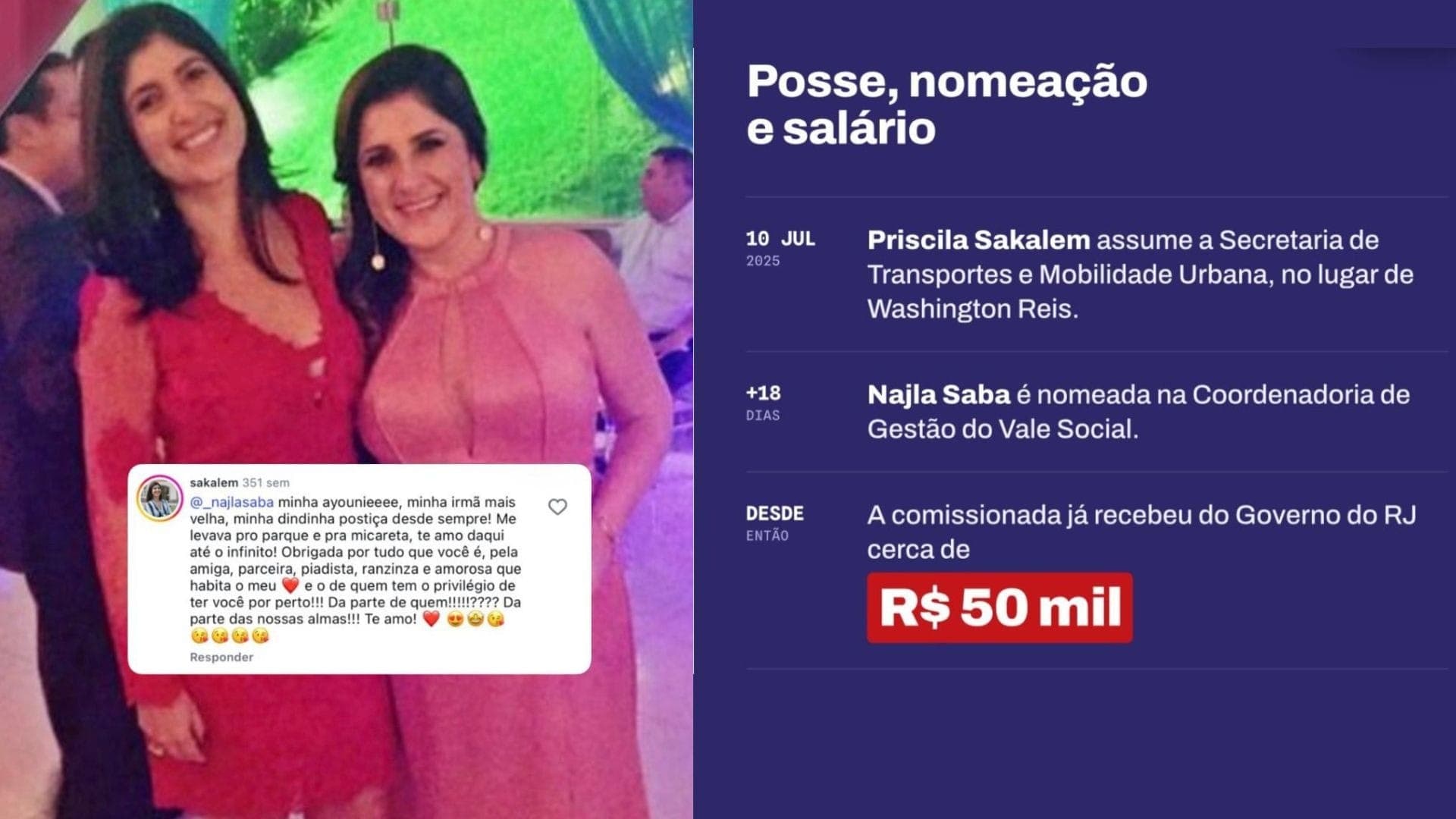 Comentário da Priscila Sakalem na postagem da Najla Saba e ordem cronológica de posses, nomeações e salário
