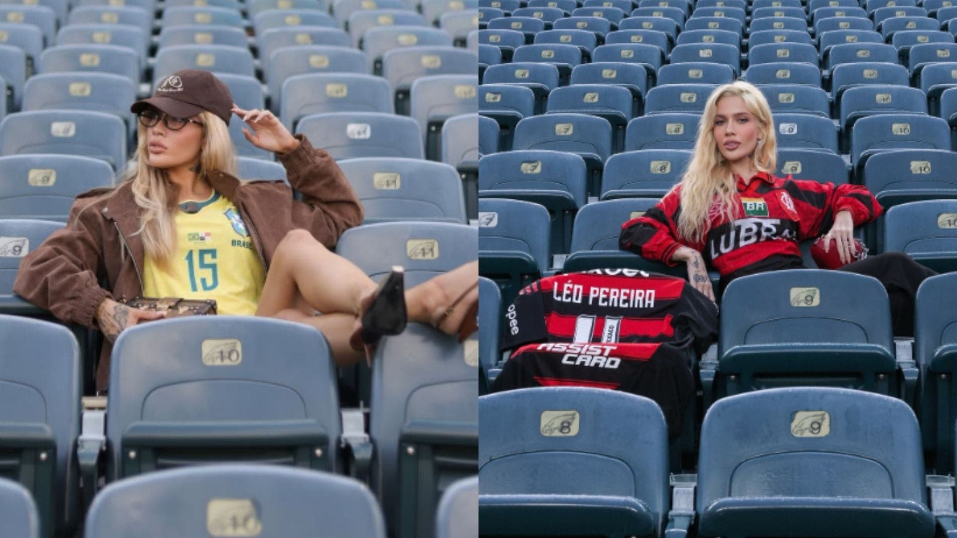 Karoline Lima refez foto famosa com camisa de Léo Pereira