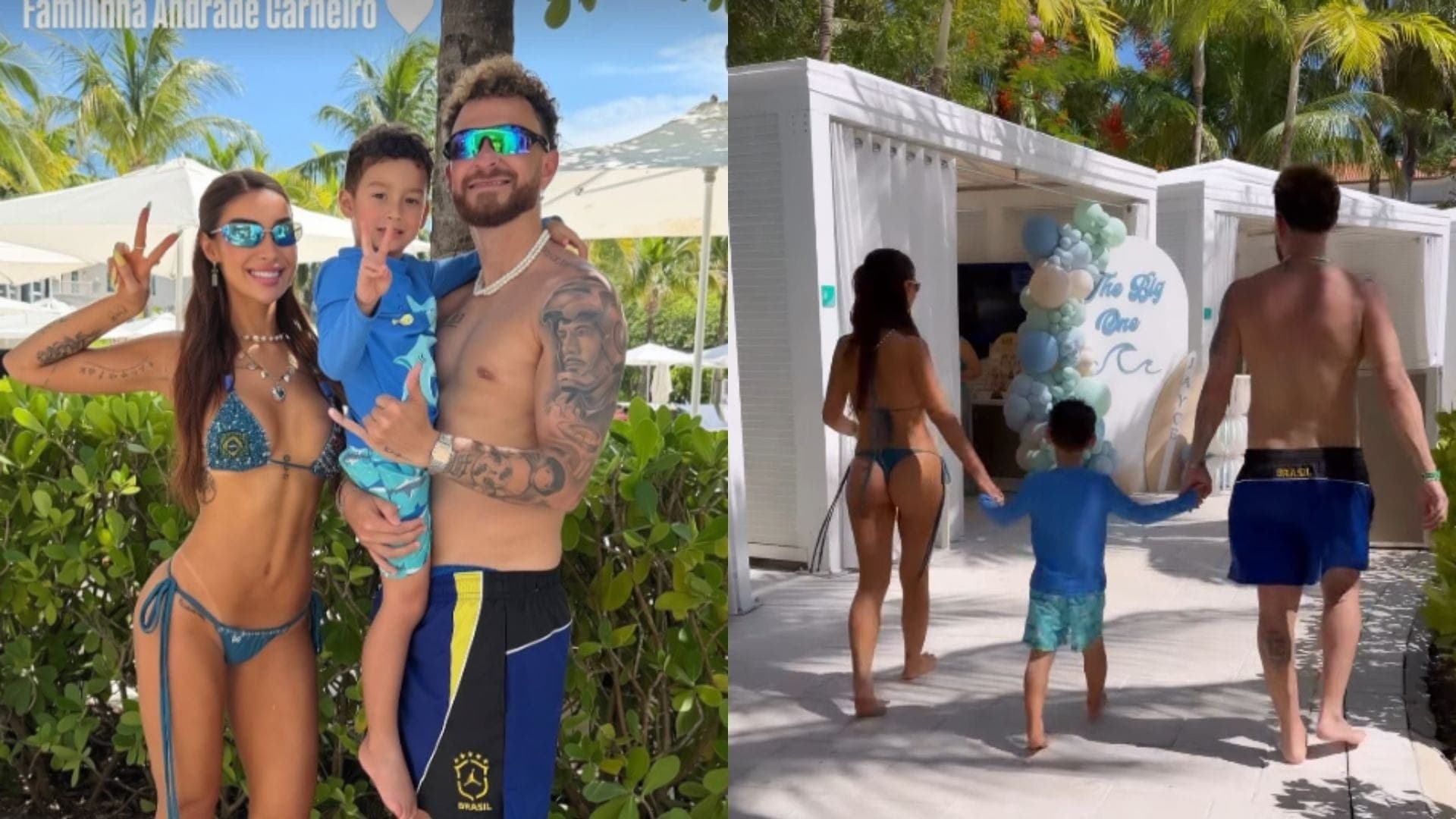 Fred e Bianca Andrade com o filho, Cris