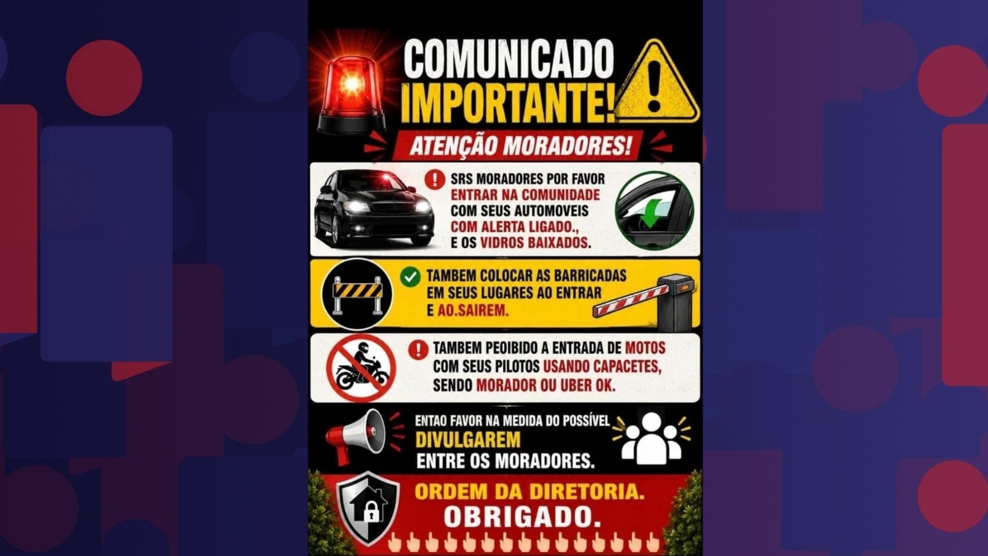 Banner divulgado pelos traficantes para os moradores