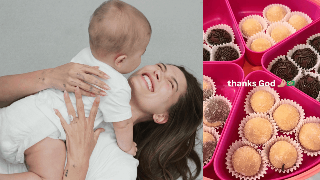 Hailey Bieber divulga filho, Jack, comendo brigadeiro pela primeira vez