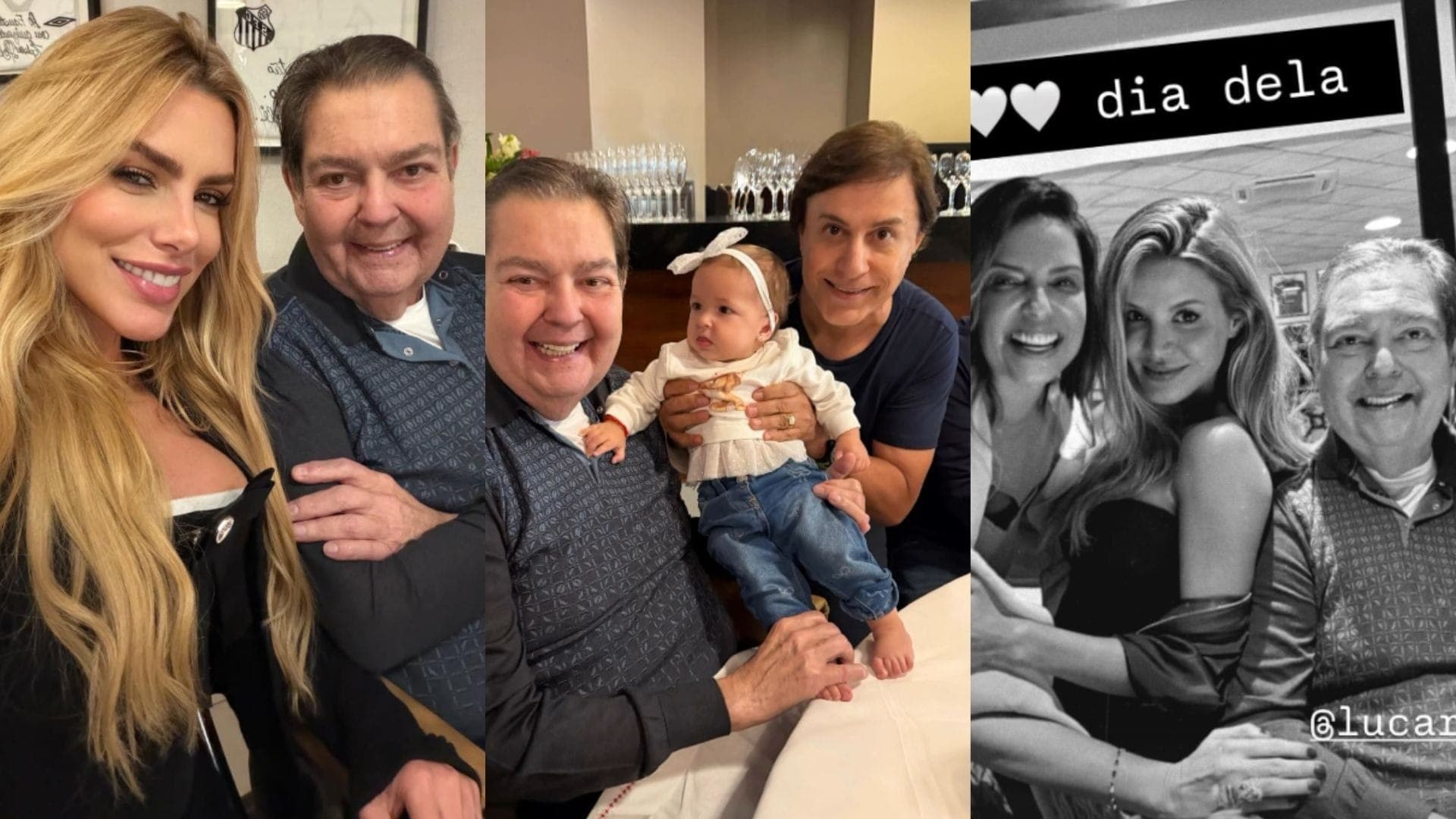 Faustão com amigos no aniversário da esposa, Luciana Cardoso