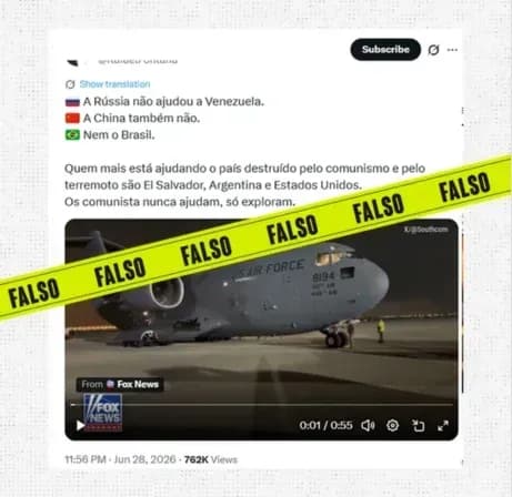 Conteúdo de post que circula no X que, até 29 de junho de 2026, tinha 762 mil visualizações