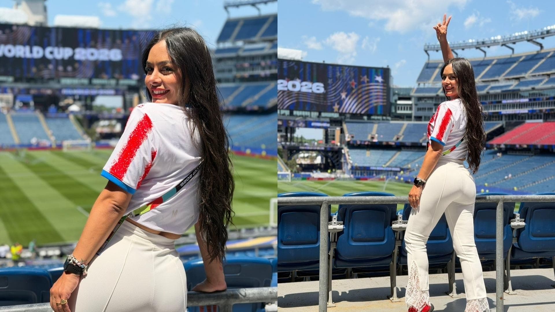Larissa Riquelme no estádio onde o Paraguai fez história