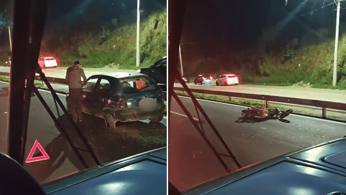 Motorista foge após atropelar motociclista na Tamoios em SJCampos