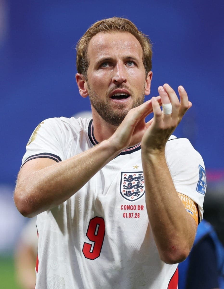 O artilheiro Harry Kane na partida contra a RD Congo
