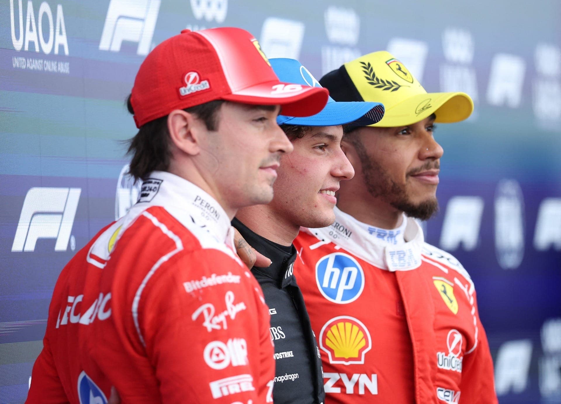 Os três mais rápidos em Silverstone: Leclerc, Antonelli e Hamilton