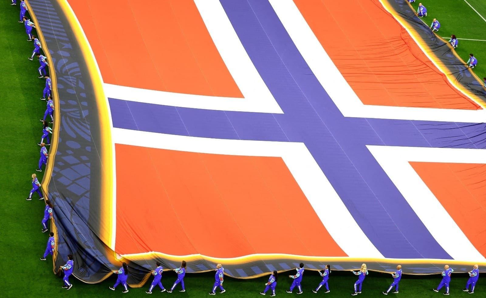 Bandeira da Noruega durante antes de partida na Copa do Mudundo de 2026