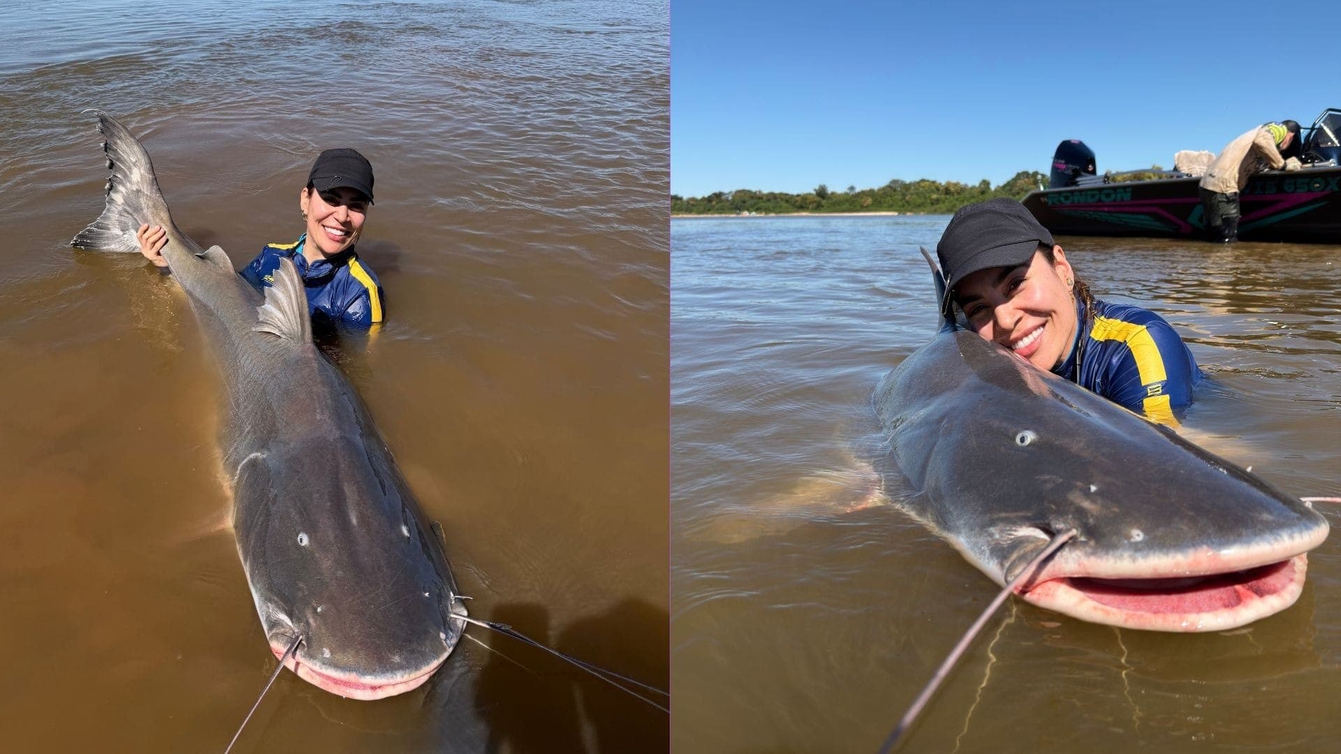 Naiara Azevedo com peixe de mais de 2 metros