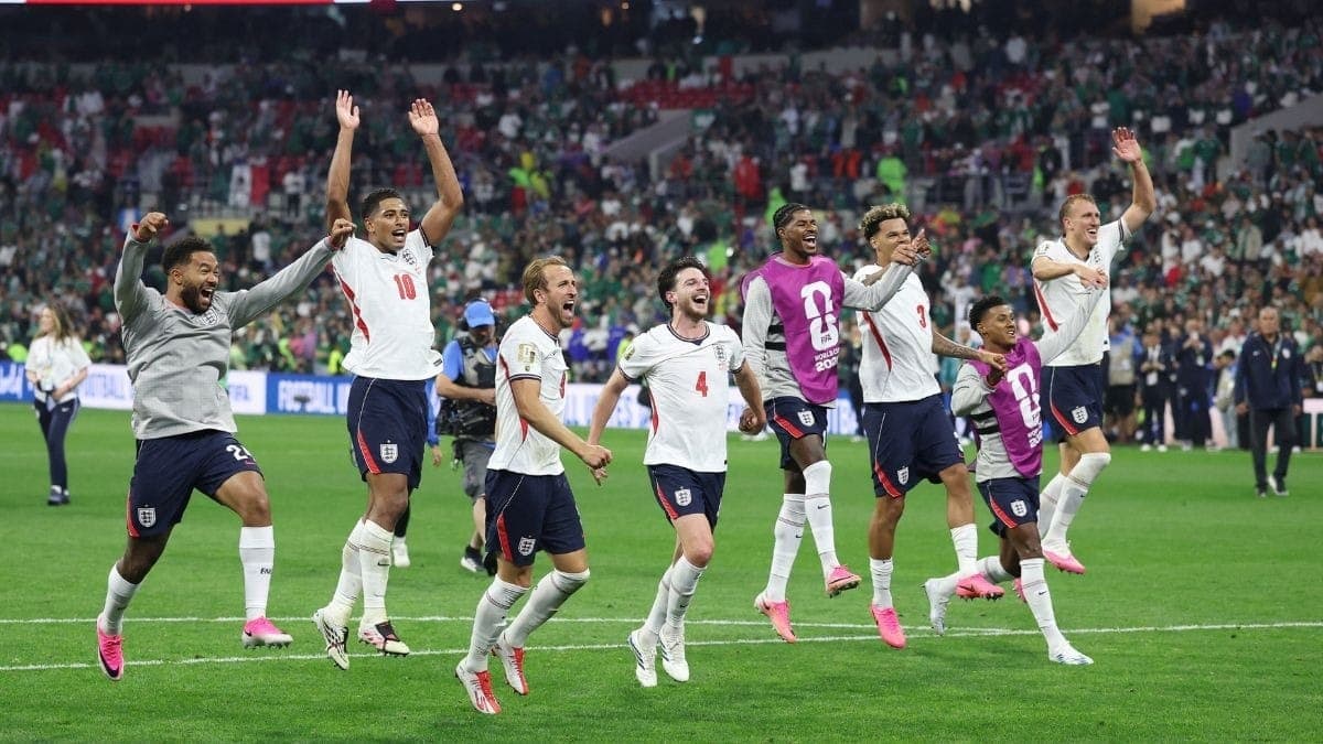 Seleção da Inglaterra ao vencer o México nas oitavas de final da Copa do Mundo