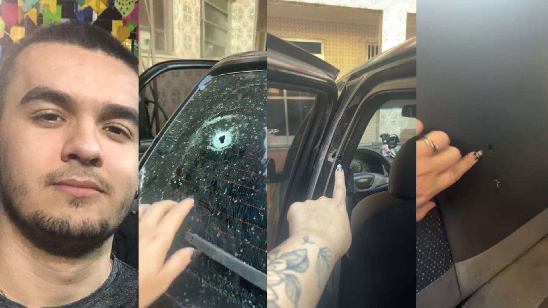 Vídeo gravado pela esposa da vítima registrou o carro após ser atingido pela bala