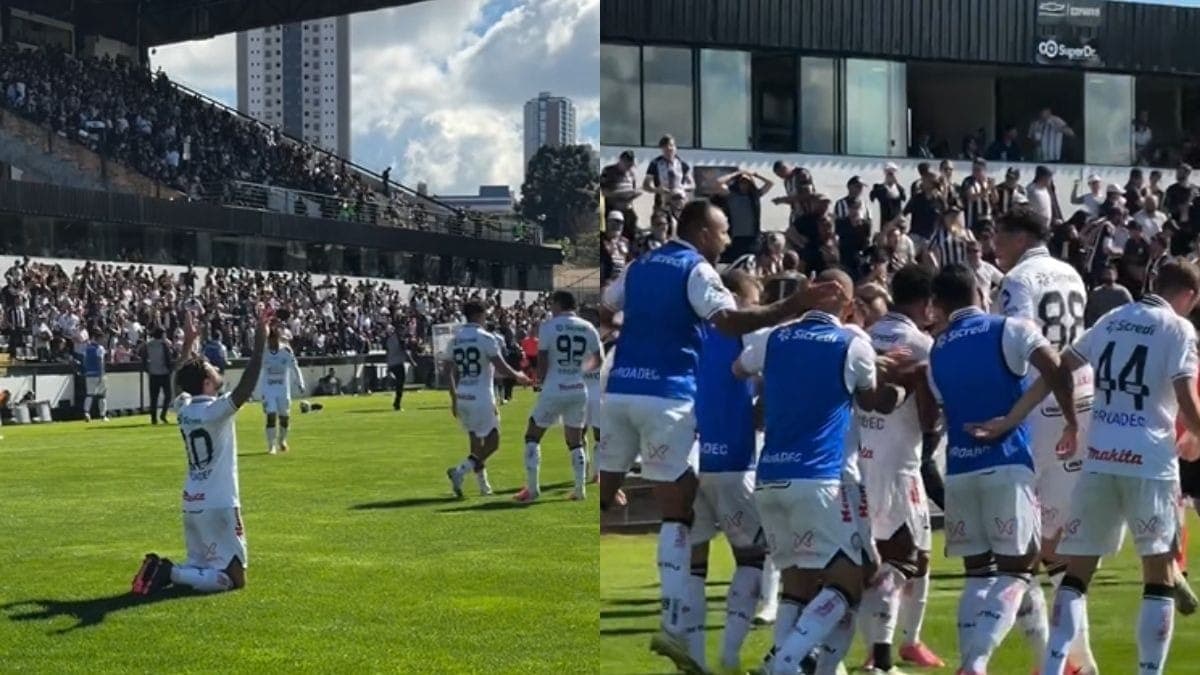 Gabriel Boschilla comemorando gol olímpico pelo Operário