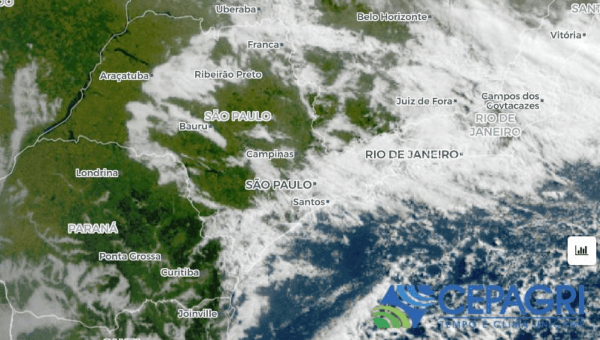 Imagem de satélite para o começo da manhã do dia 13 de julho de 2026