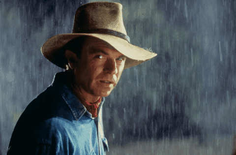 Sam Neill em 'Jurassic Park', franquia originalmente lançada no final dos anos 1990