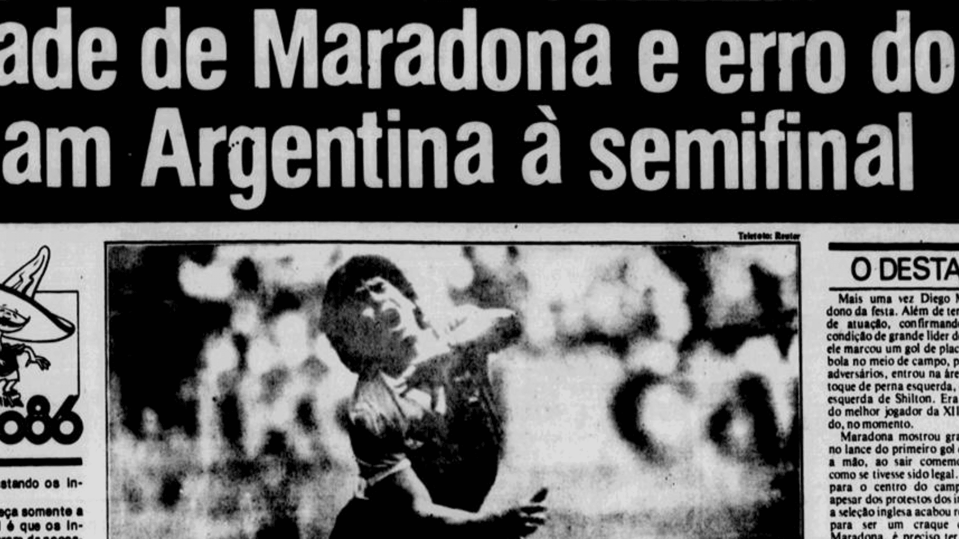 Jornal dos Sports noticia classificação argentina em 1986